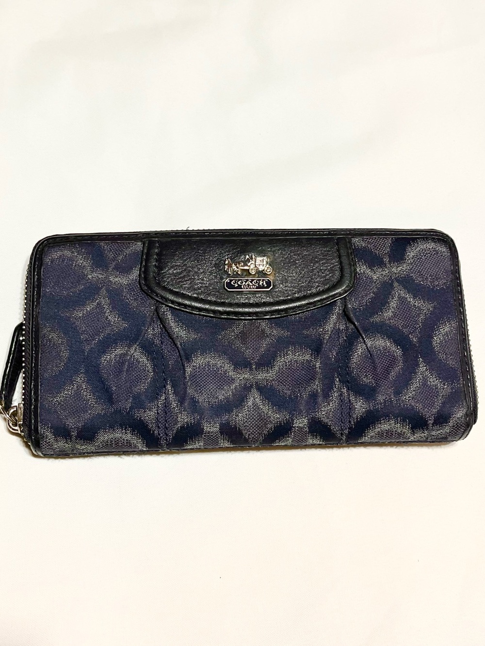 Coach Madison Lurex Wallet Navy Op art Signature